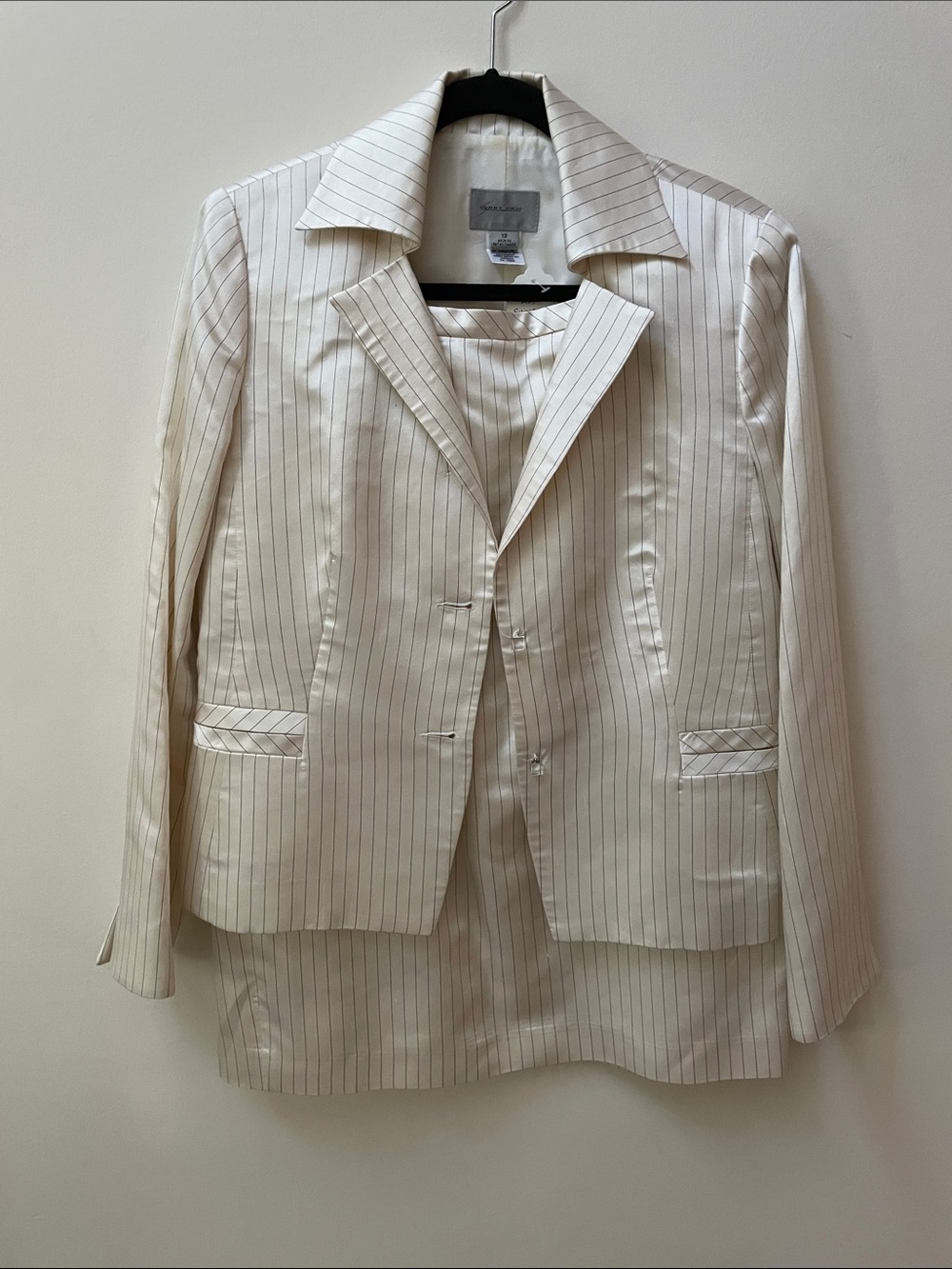 Pure Silk Ivory Pinstripe Three Piece suit Set